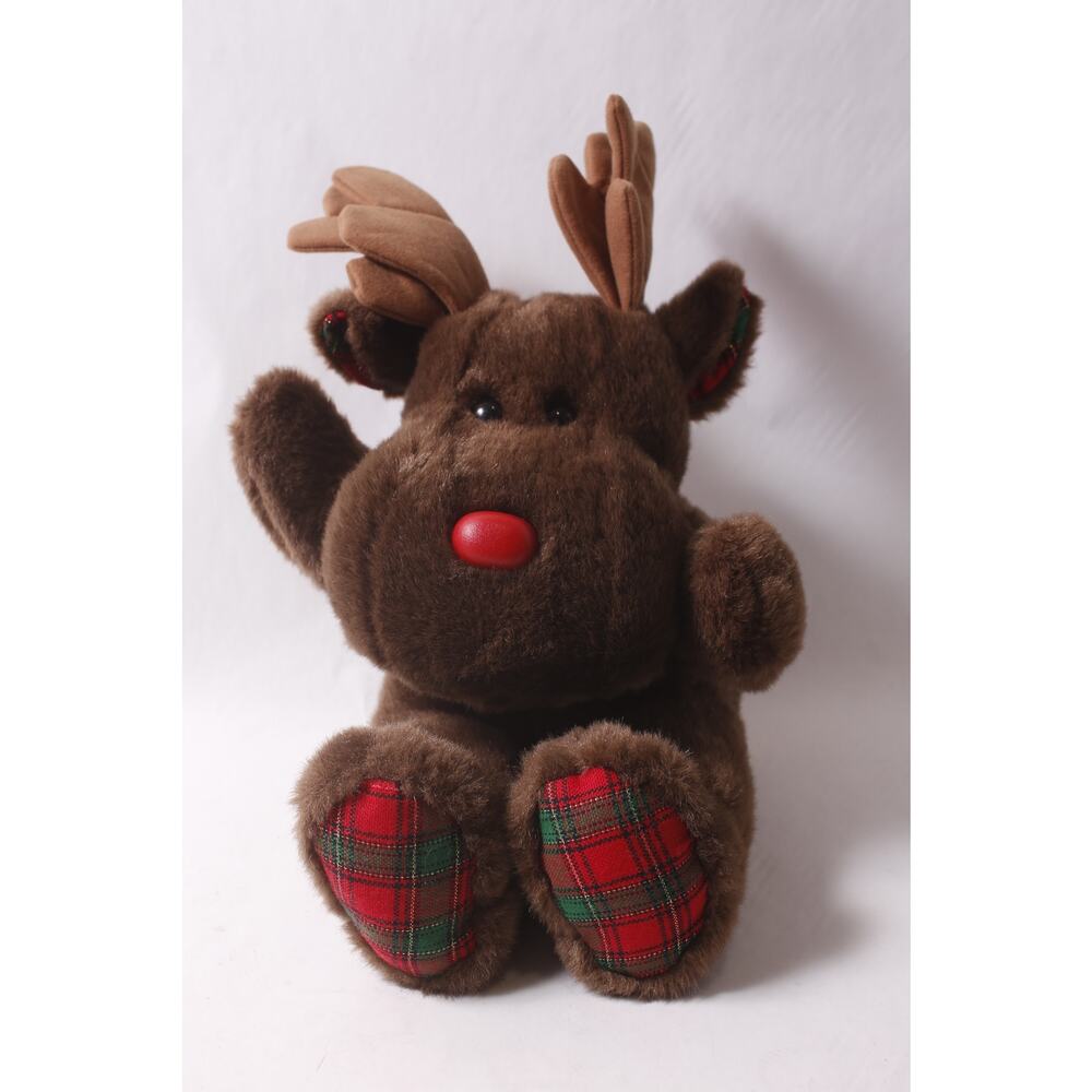 Rudolph the Red-Nosed Reindeer Moose Large Plush with Plaid Feet by Happiness